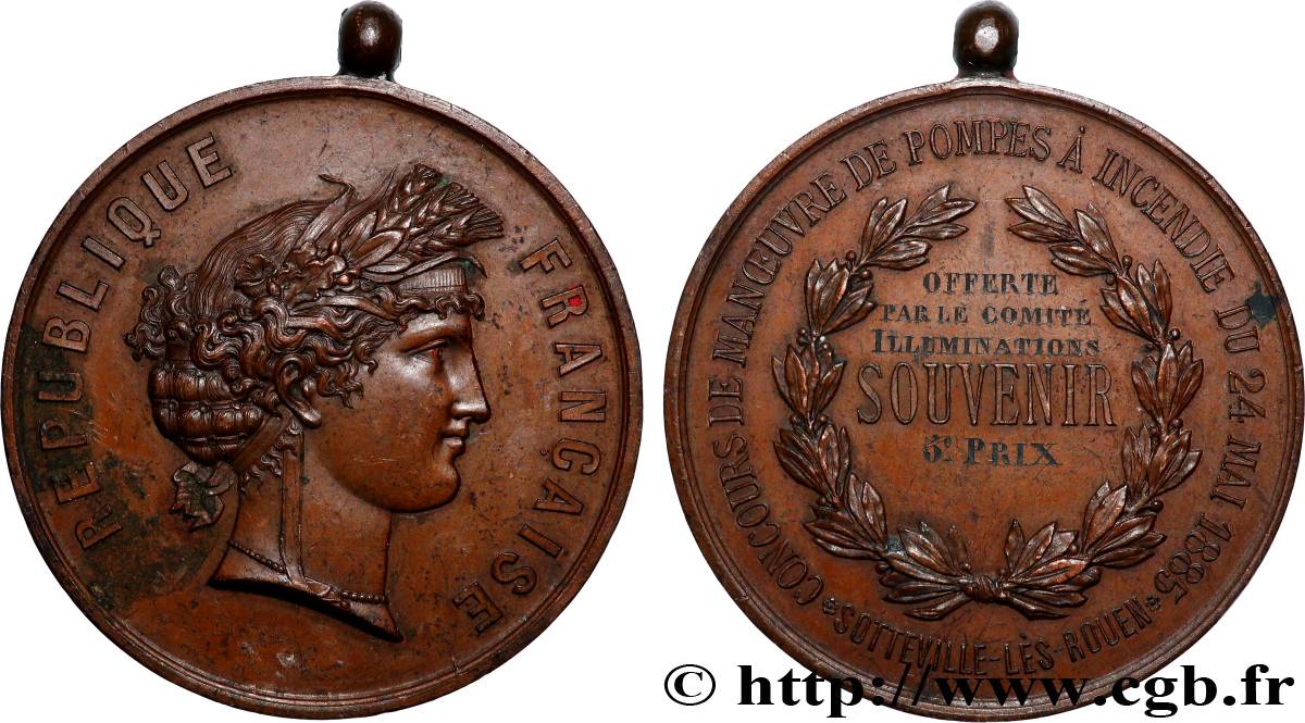 TROISIÈME RÉPUBLIQUE Médaille, Manoeuvre de pompes à incendie TTB