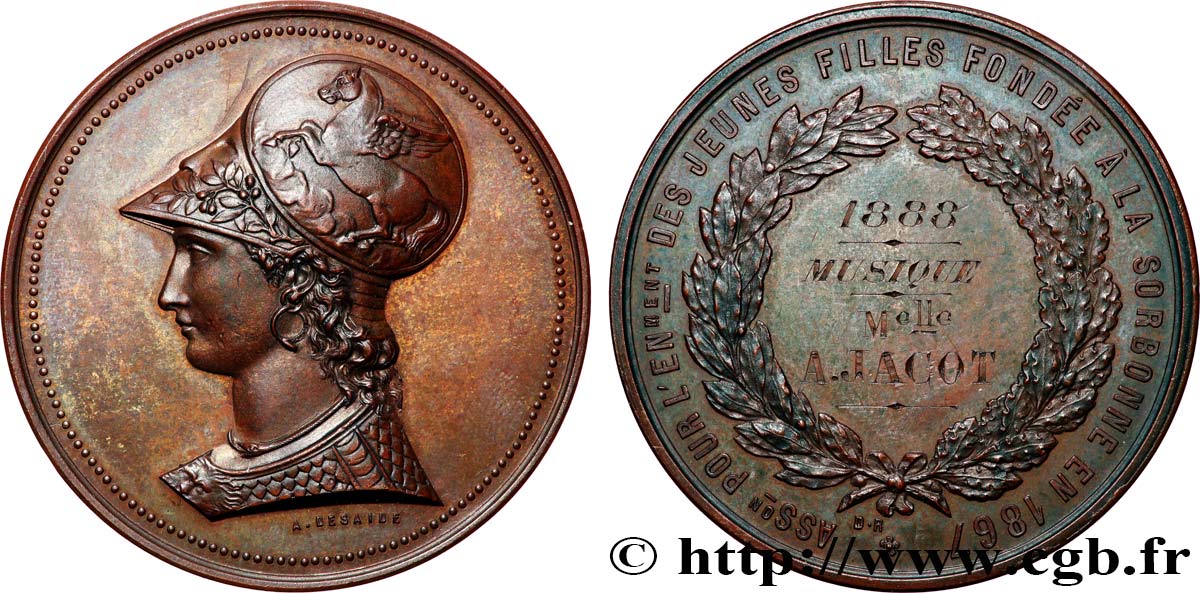TROISIÈME RÉPUBLIQUE Médaille, Association pour l’enseignement des jeunes filles TTB+