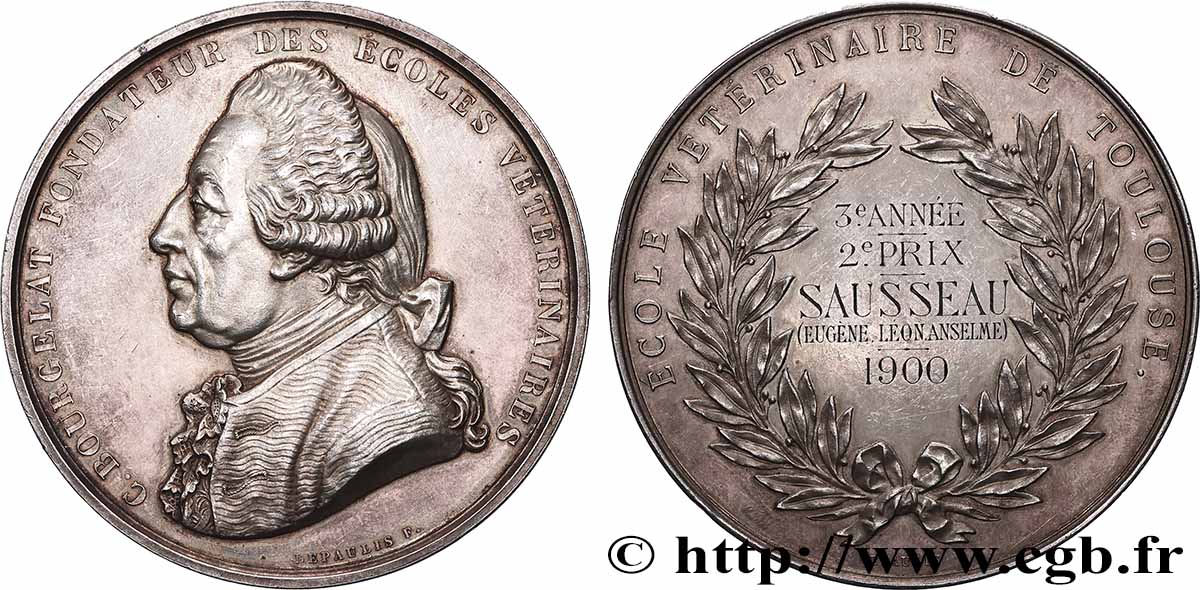 TROISIÈME RÉPUBLIQUE Médaille, 3e année, École vétérinaire TTB+