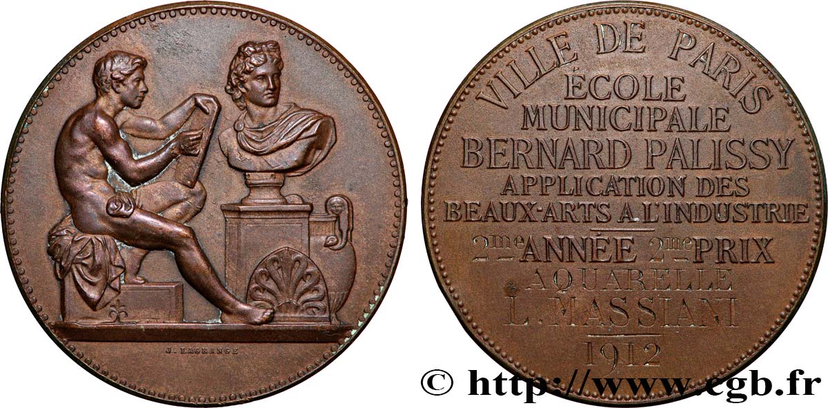 TROISIÈME RÉPUBLIQUE Médaille, 2e année, 2.e prix TTB+