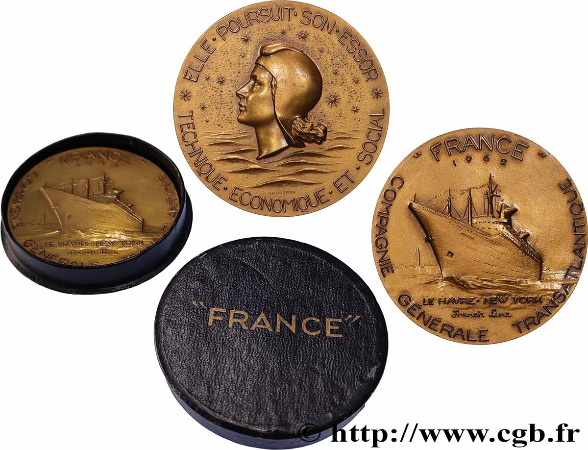 CINQUIÈME RÉPUBLIQUE Médaille, Paquebot France SUP