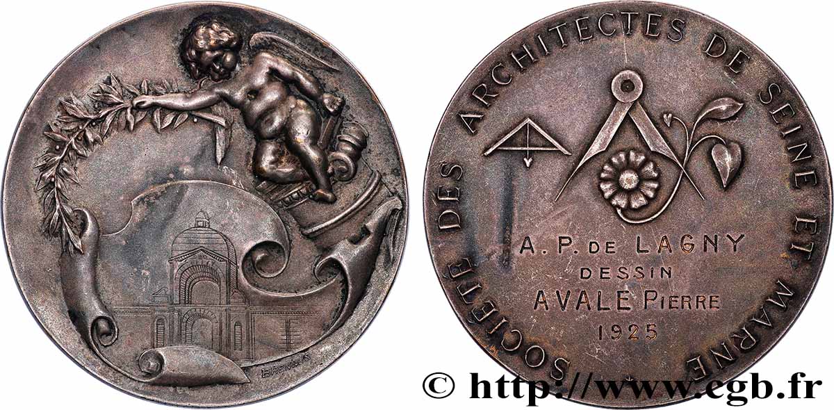 TROISIÈME RÉPUBLIQUE Médaille, Société des architectes de Seine et Marne TTB+