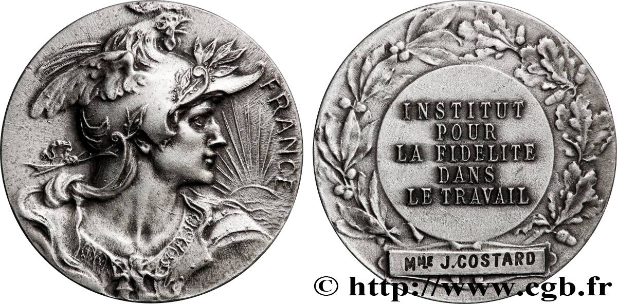TROISIÈME RÉPUBLIQUE Médaille, Institut pour la fidélité dans le travail TTB+
