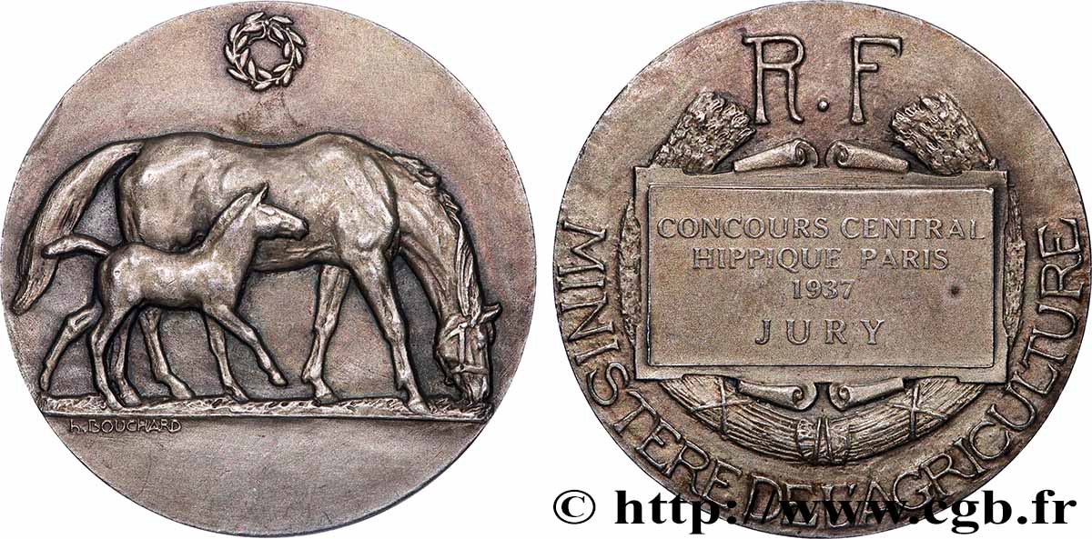 TROISIÈME RÉPUBLIQUE Médaille, Concours central hippique, Jury SUP/TTB+