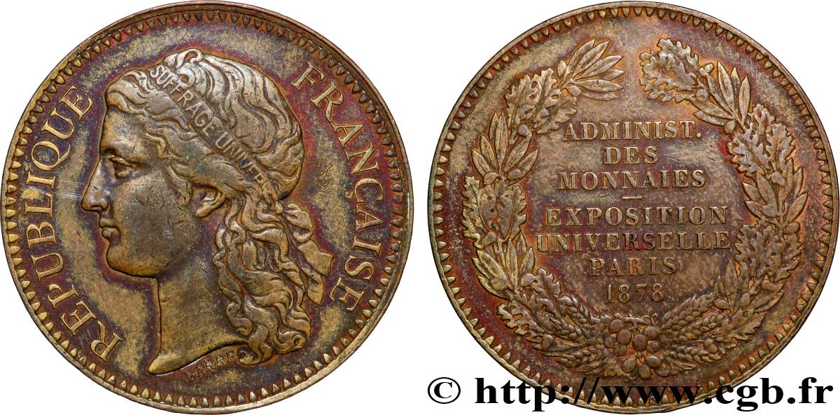 TROISIÈME RÉPUBLIQUE Médaille, Exposition universelle de Paris TTB