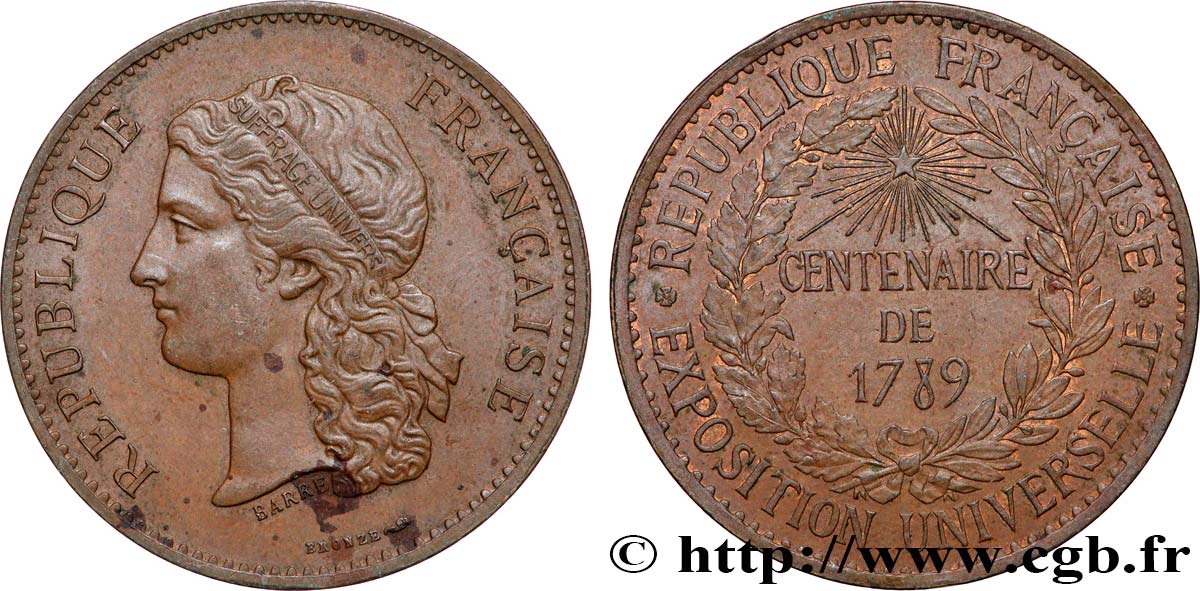 TROISIÈME RÉPUBLIQUE Médaille, Centenaire de 1789 TTB