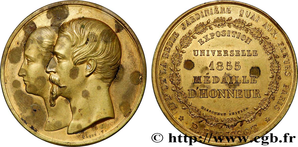 SECOND EMPIRE Médaille, Exposition universelle, la belle jardinière TTB+
