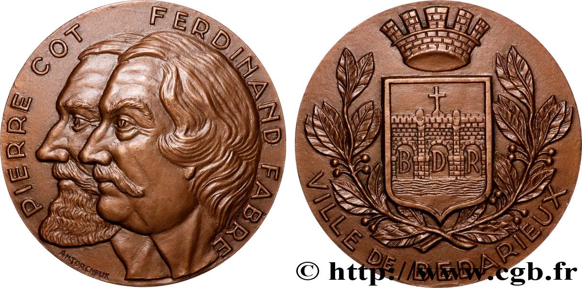 CINQUIÈME RÉPUBLIQUE Médaille, Pierre Auguste Cot et Ferdinand Fabre SUP