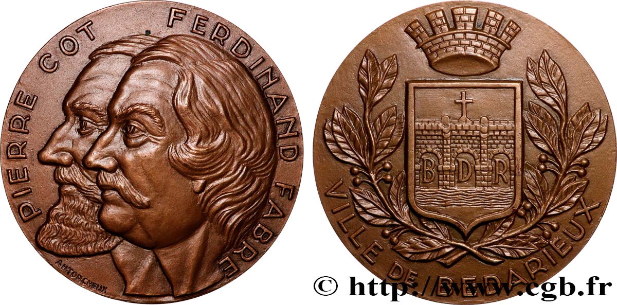 CINQUIÈME RÉPUBLIQUE Médaille, Pierre Auguste Cot et Ferdinand Fabre SUP