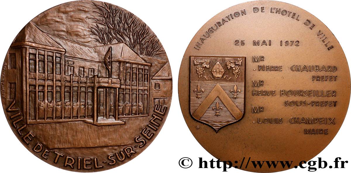 QUINTA REPUBLICA FRANCESA Médaille, Inauguration de l’hôtel de ville EBC