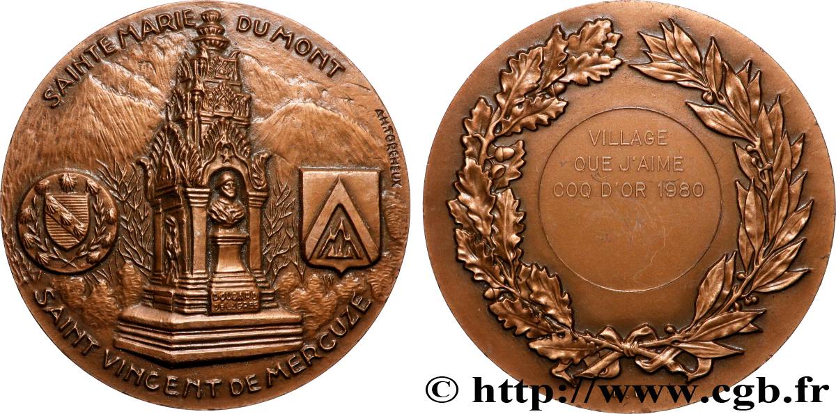 CINQUIÈME RÉPUBLIQUE Médaille, Saint-Vincent-de-Mercuze-Sainte-Marie-du-Mont SUP