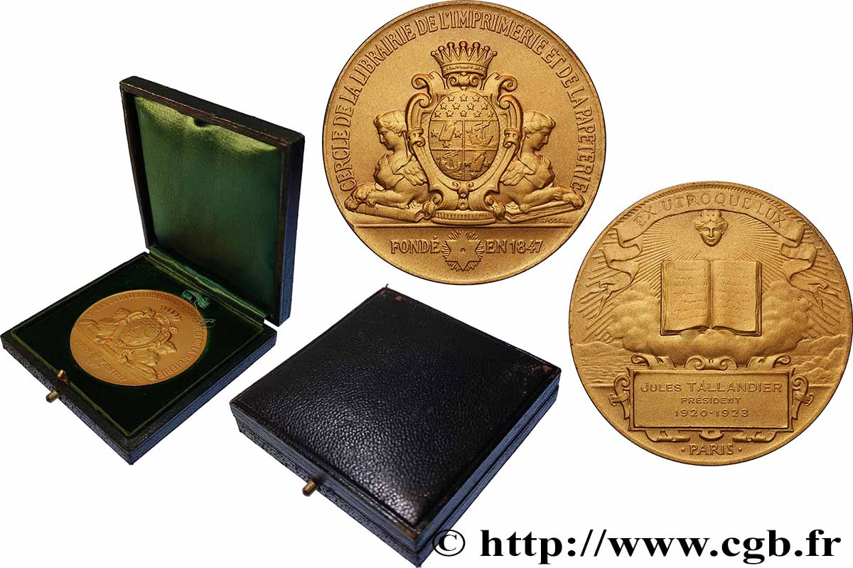 TROISIÈME RÉPUBLIQUE Médaille, Cercle de la librairie de l’imprimerie et de la papeterie SUP