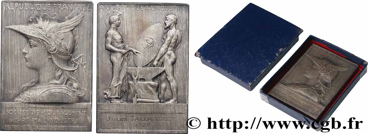 TROISIÈME RÉPUBLIQUE Plaque, Société d’encouragement à l’art et à l’industrie TTB+