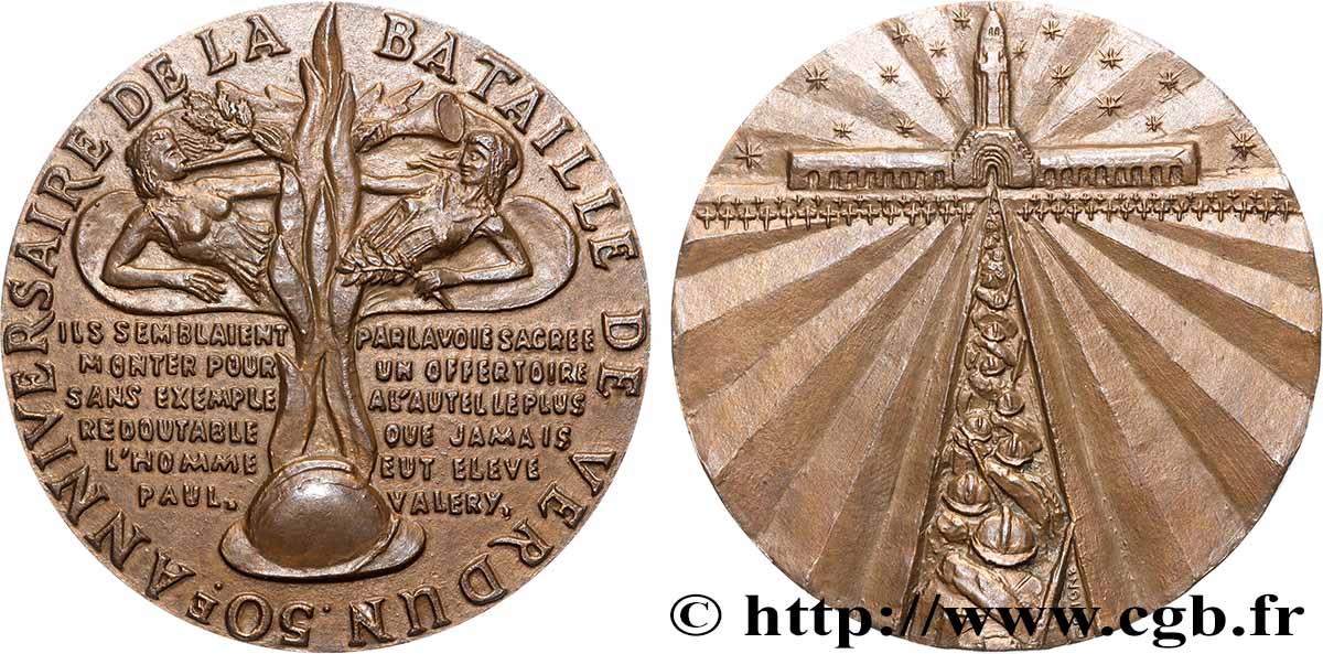 CINQUIÈME RÉPUBLIQUE Médaille, 50e anniversaire de la Bataille de Verdun SUP