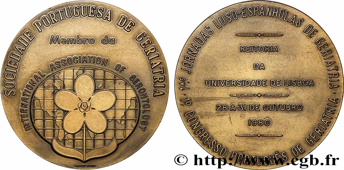 PORTUGAL Médaille, Société portugaise de gériatrie, n°74 AU