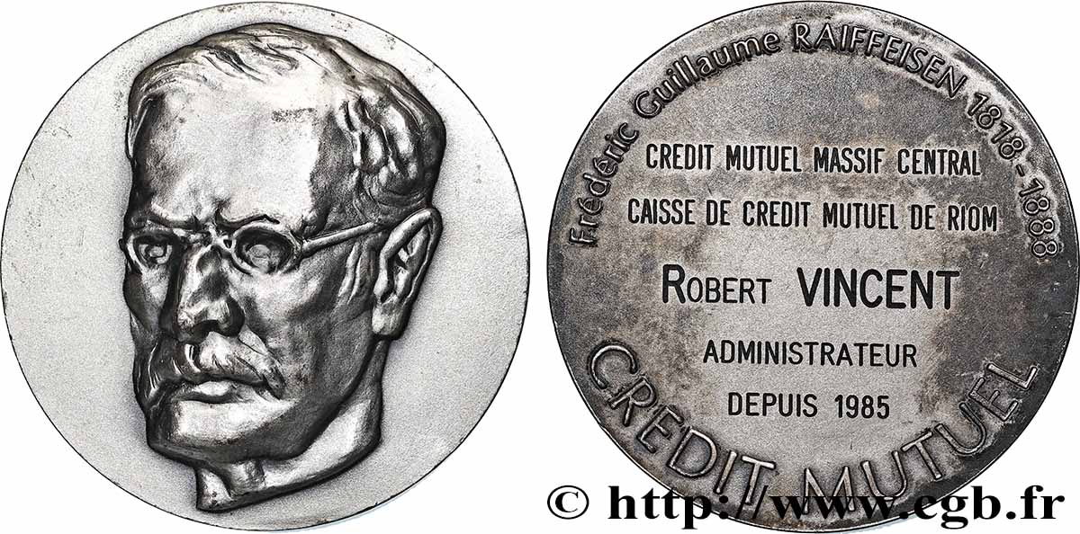 V REPUBLIC Médaille, Hommage à Frédéric Raiffeisen, Crédit mutuel XF
