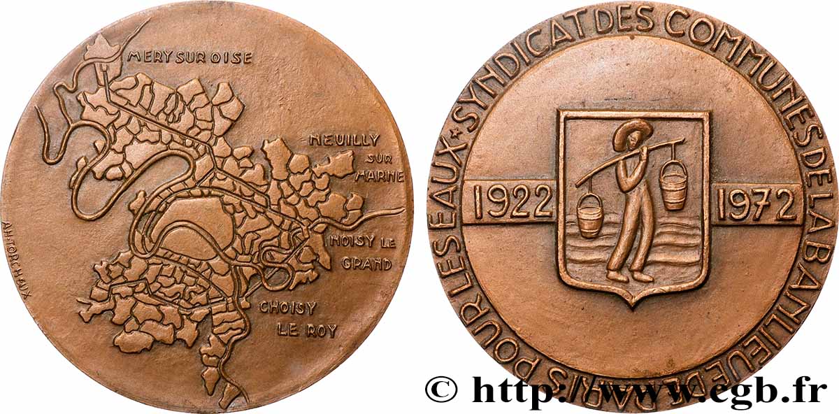 CINQUIÈME RÉPUBLIQUE Médaille, Syndicat des communes de la banlieue de Paris pour les eaux SUP