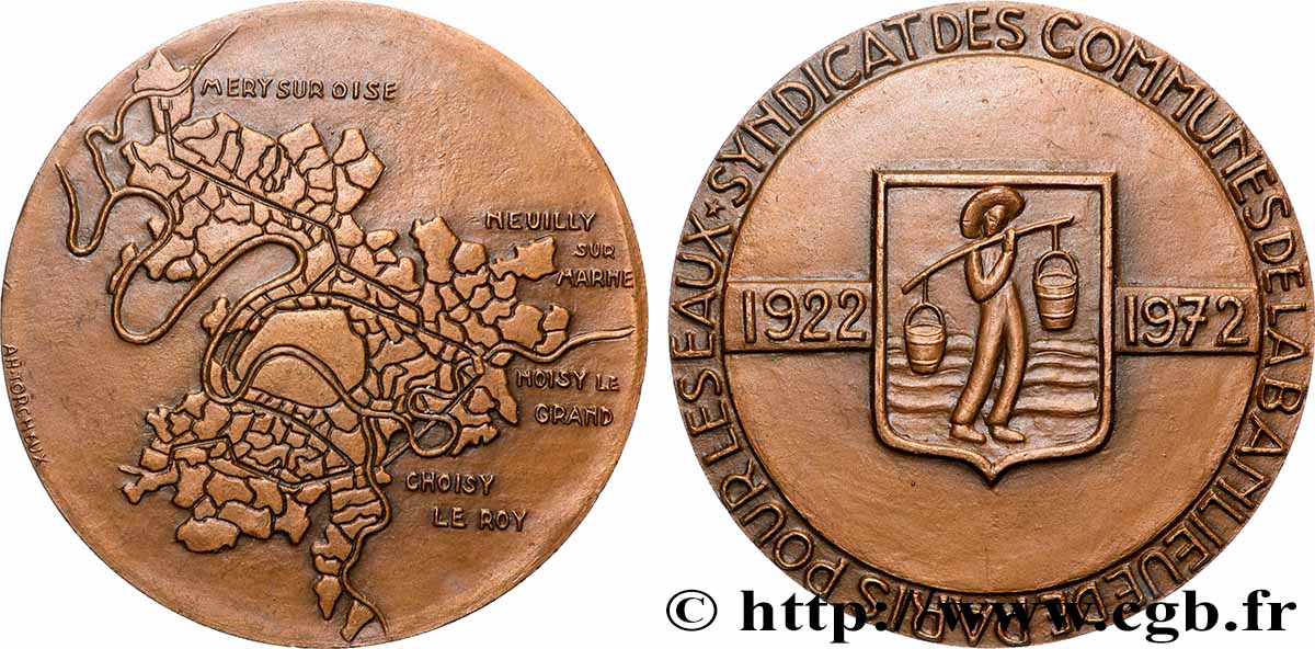 V REPUBLIC Médaille, Syndicat des communes de la banlieue de Paris pour les eaux AU