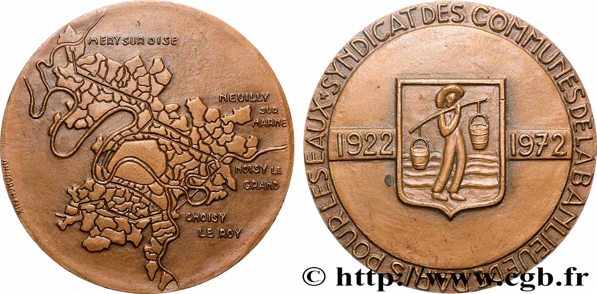 V REPUBLIC Médaille, Syndicat des communes de la banlieue de Paris pour les eaux AU