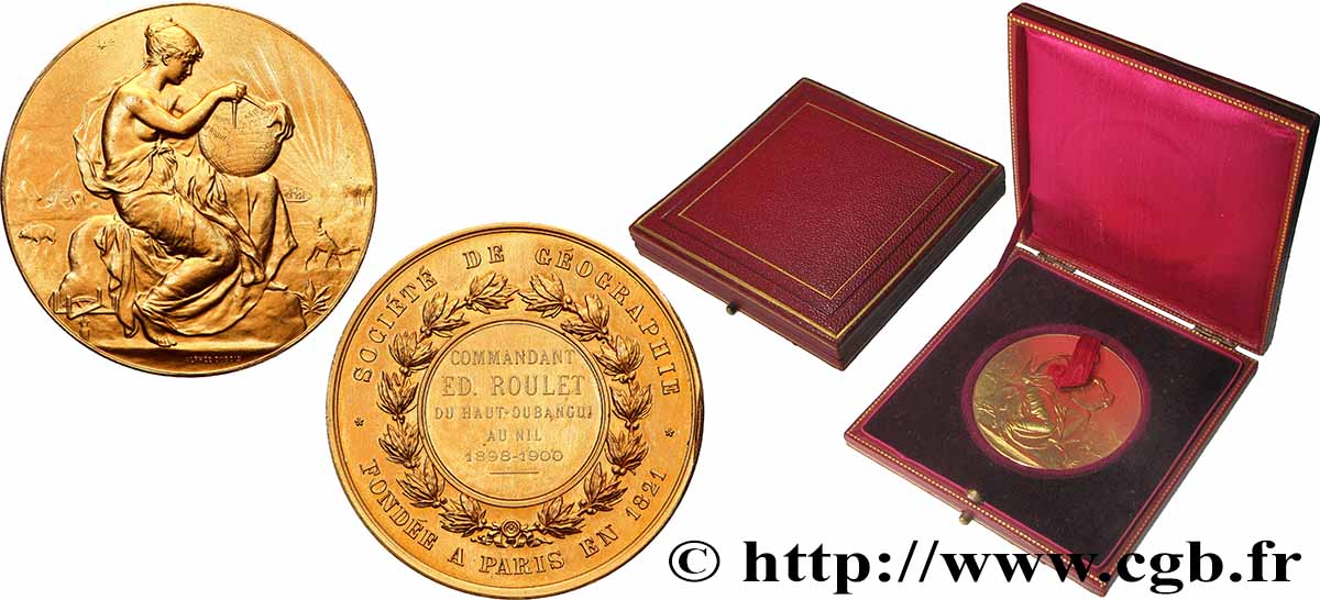 DRITTE FRANZOSISCHE REPUBLIK Médaille, Société de géographie, Commandant Édouard Roulet VZ+