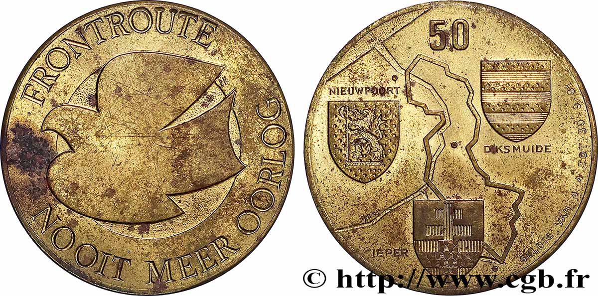 BELGIUM Médaille, 50 Front Route - Plus jamais la guerre XF