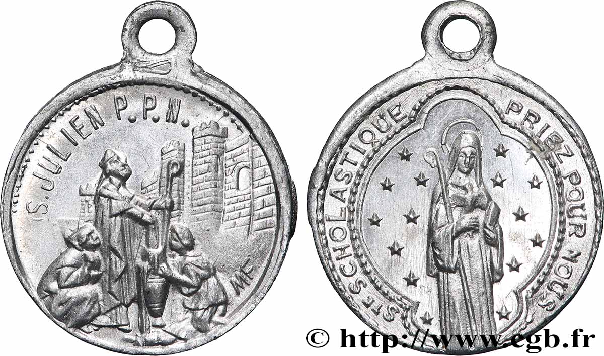 MÉDAILLES RELIGIEUSES Médaille, Sainte Scholastique et Saint Julien TTB+