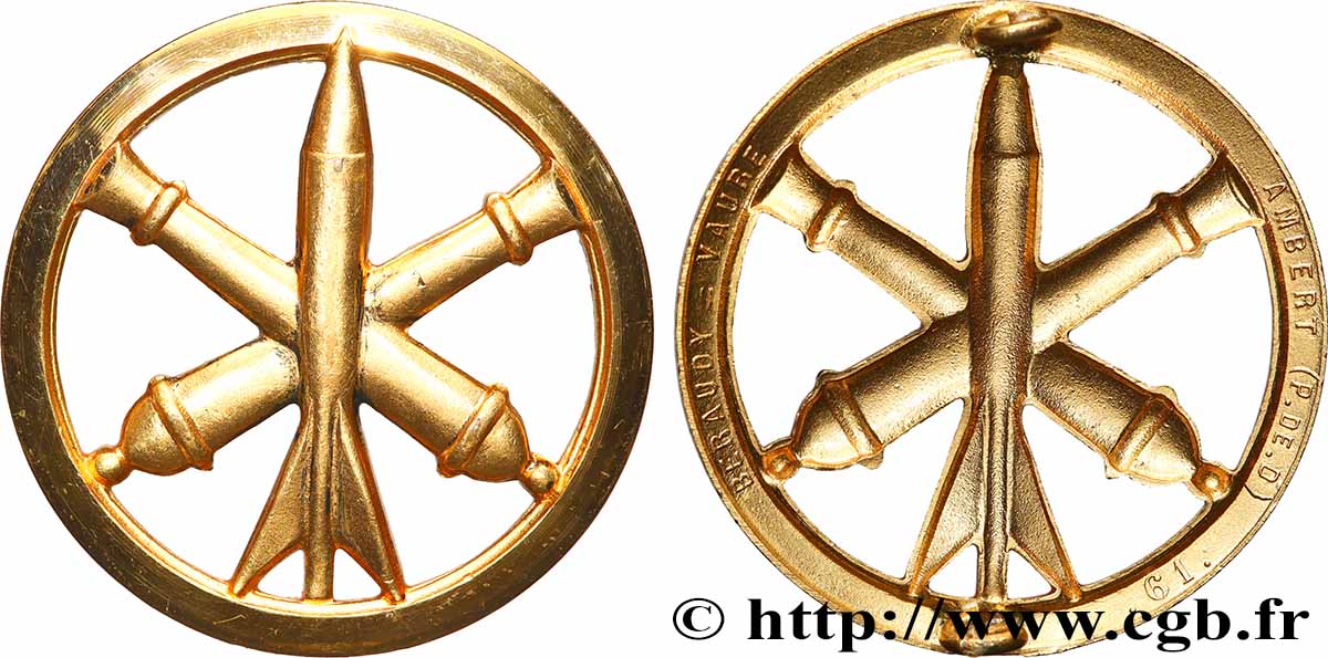 CINQUIÈME RÉPUBLIQUE Insigne pour béret, Artillerie TTB+