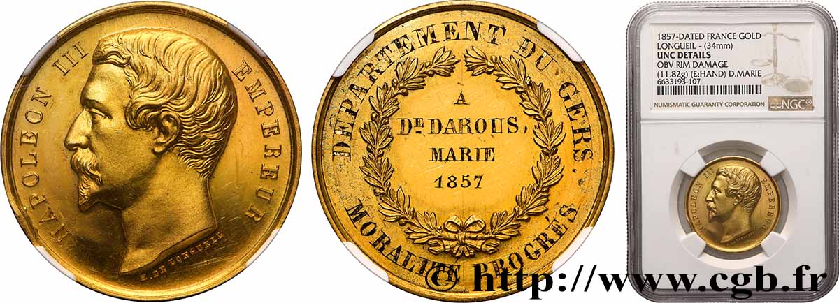 SECOND EMPIRE Médaille de récompense, Moralité et progrès SUP