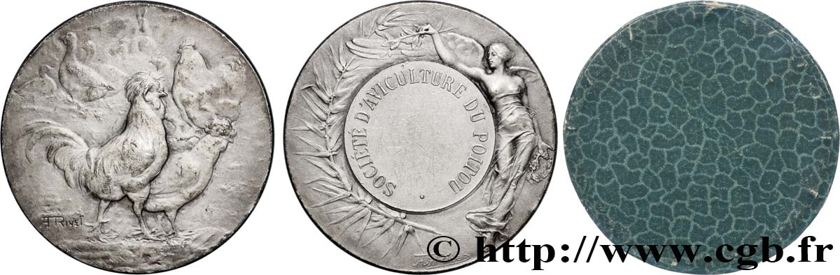 SOCIÉTÉS D&nbsp;AGRICULTURE, HORTICULTURE, PÈCHE ET CHASSE Médaille, Société d’aviculture du Poitou AU