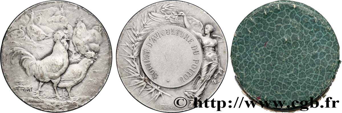 SOCIÉTÉS D AGRICULTURE, HORTICULTURE, PÈCHE ET CHASSE Médaille, Société d’aviculture du Poitou fVZ