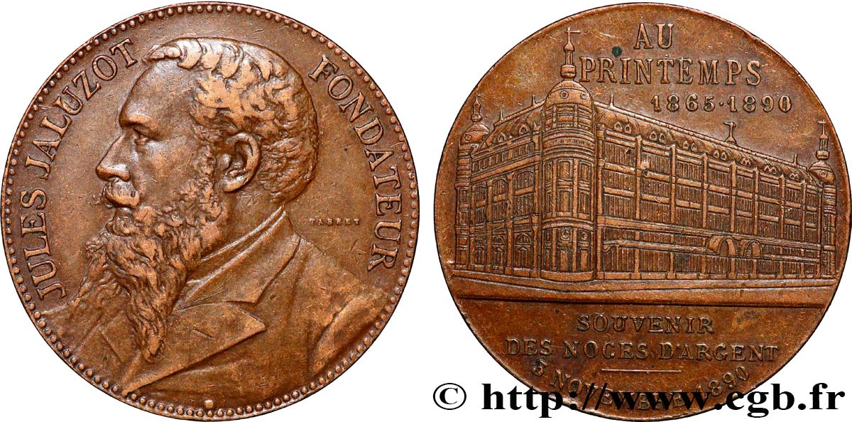 SOCIÉTÉS COMMERCIALES Médaille, Au Printemps, 20e anniversaire TTB