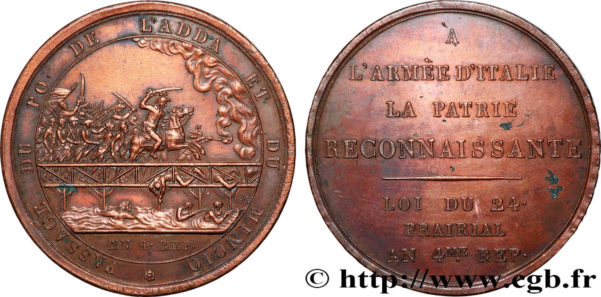 DIRECTOIRE Médaille, Passage du Pô, de l&nbsp;Adda et du Mincio XF