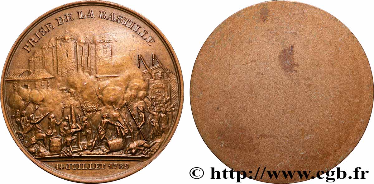 LOUIS XVI Médaille uniface, Siège de la Bastille, refrappe TTB+