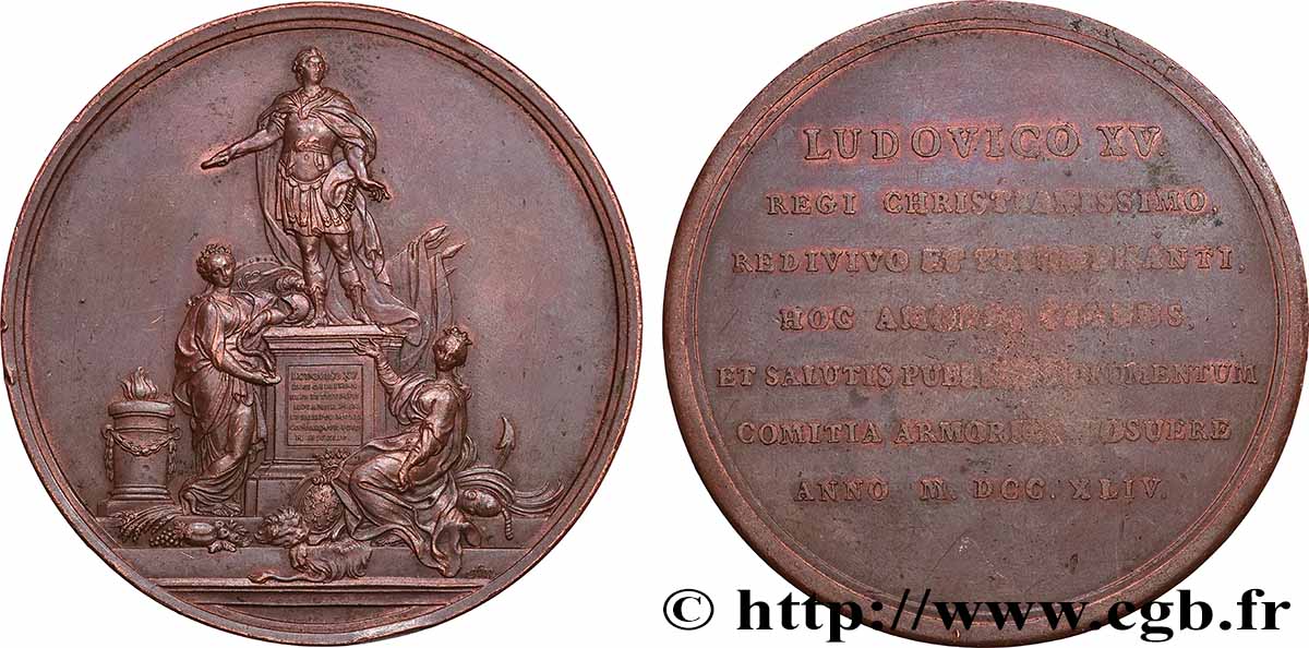 LOUIS XV DIT LE BIEN AIMÉ Médaille, Pose de la première pierre de la statue de Louis XV à Rennes fVZ