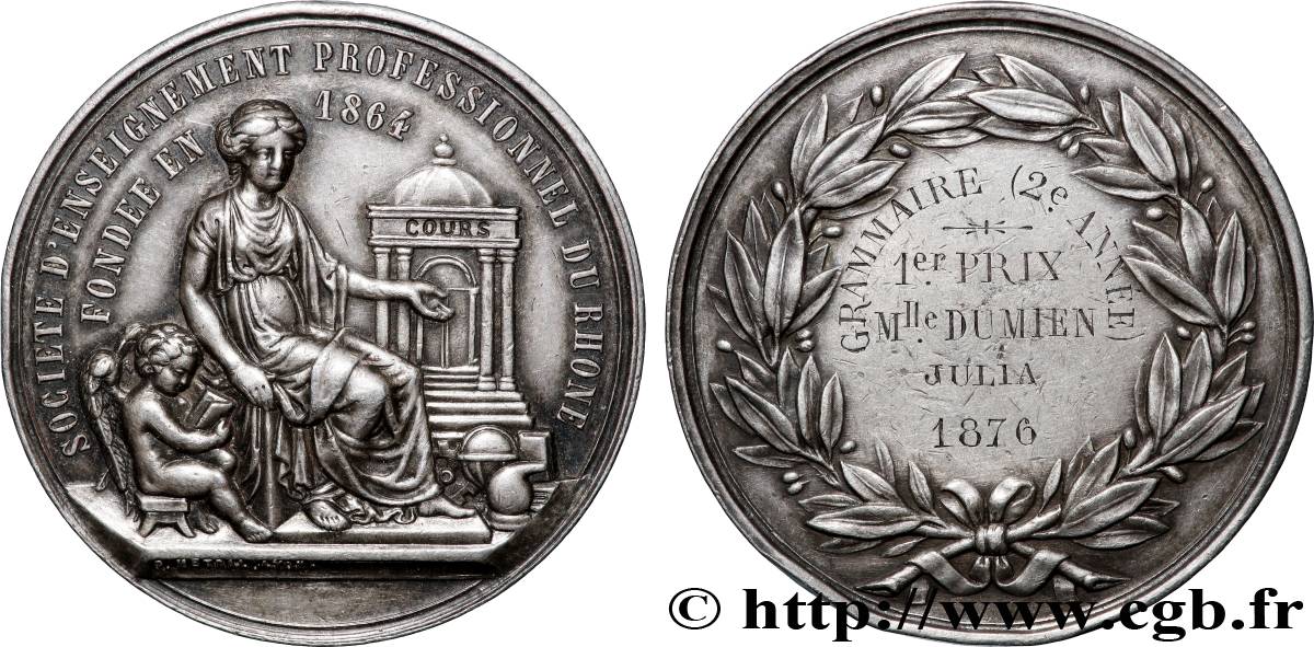 III REPUBLIC Médaille, Société d’enseignement professionnel du Rhône AU