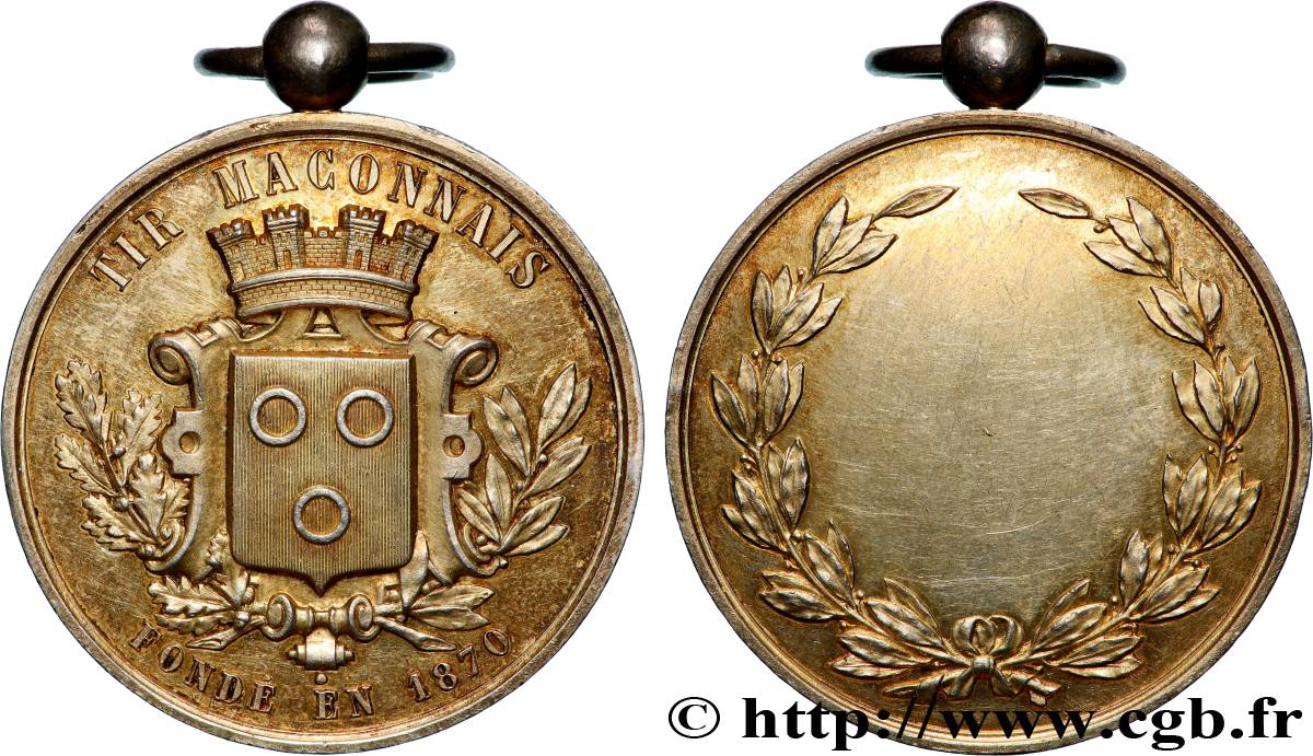 III REPUBLIC Médaille, Tir maçonnais AU