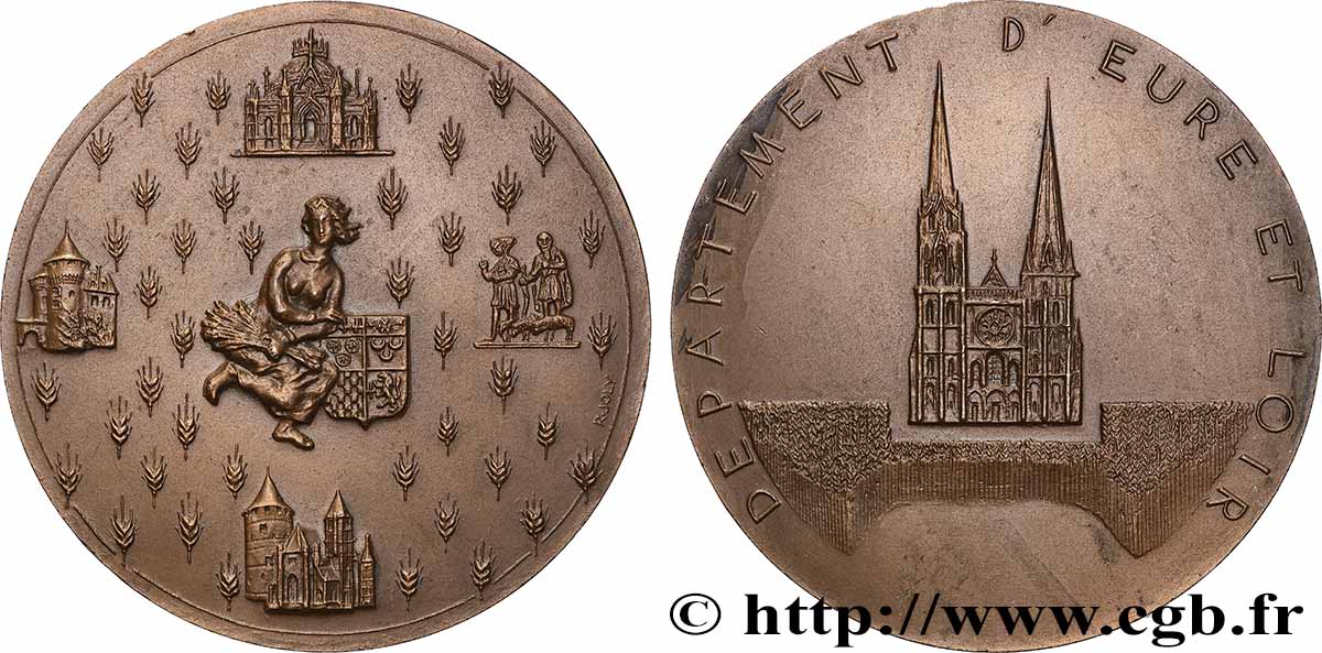 VILLES ET MAIRIES Médaille, Département d’Eure et Loir TTB+