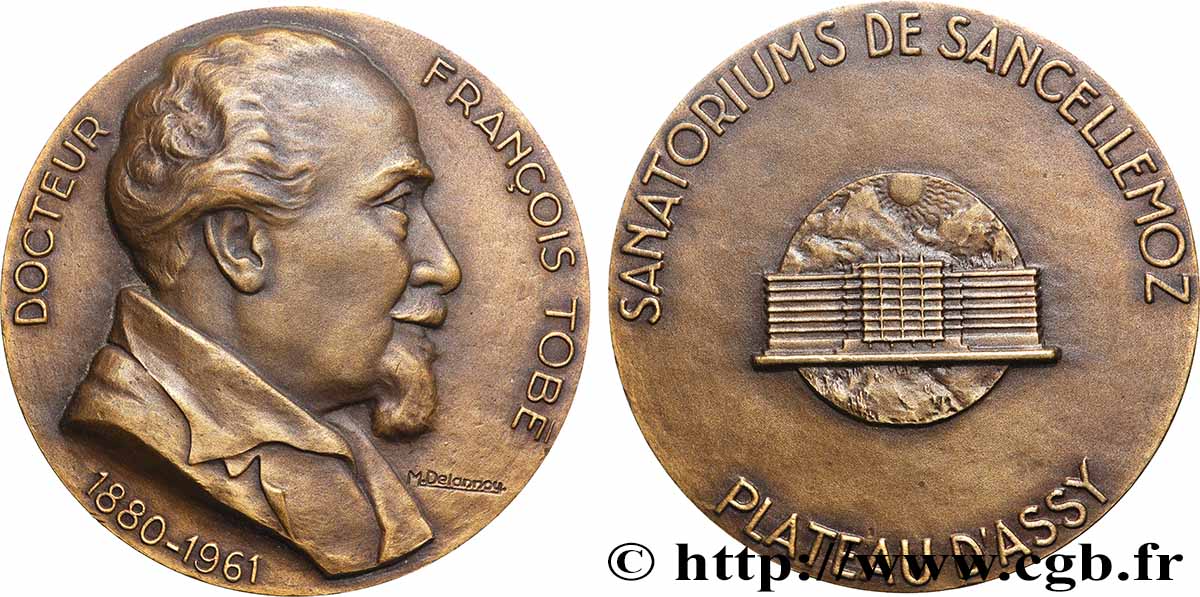 FUNFTE FRANZOSISCHE REPUBLIK Médaille, Docteur François Tobé, Sanatoriums de Sancellemoz VZ
