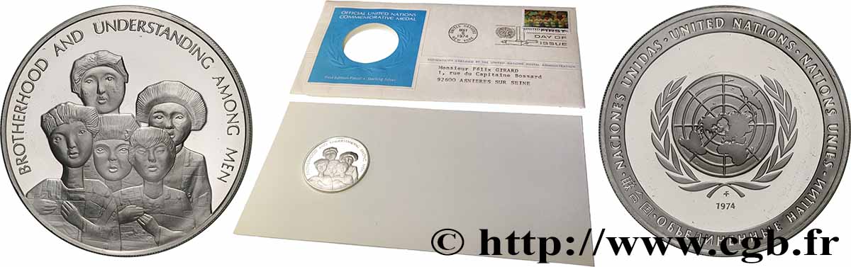 LES MÉDAILLES DES NATIONS DU MONDE Médaille, Fraternité et compréhension entre hommes MS