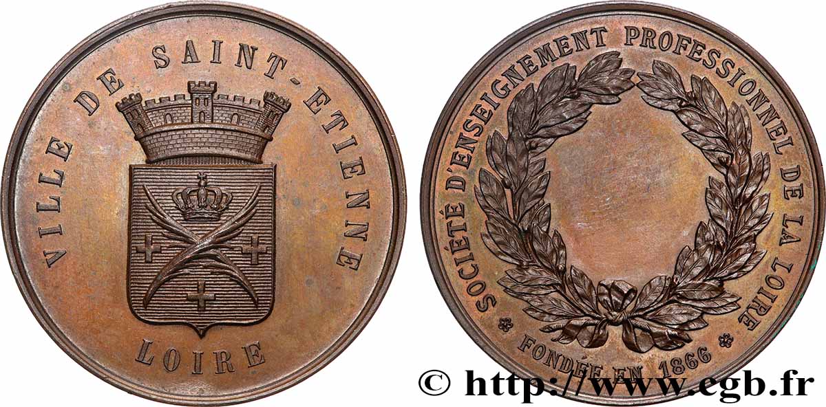 SECOND EMPIRE Médaille, Société d’enseignement professionnel de la Loire AU