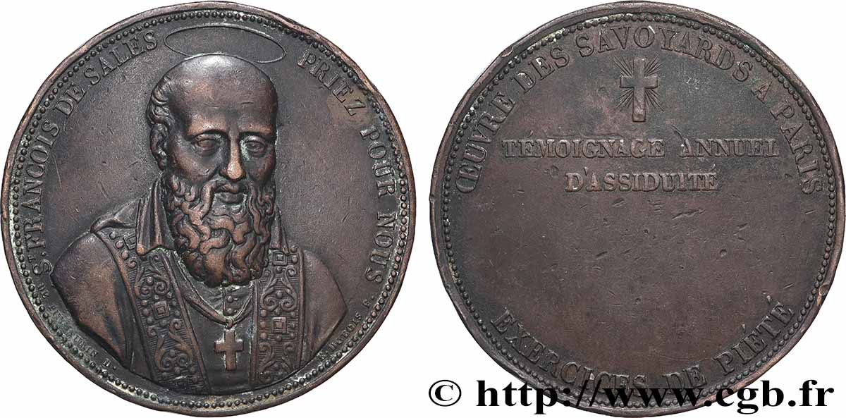 MÉDAILLES RELIGIEUSES Médaille, Oeuvre des savoyards à Paris, témoignage annuel d’assiduité fSS