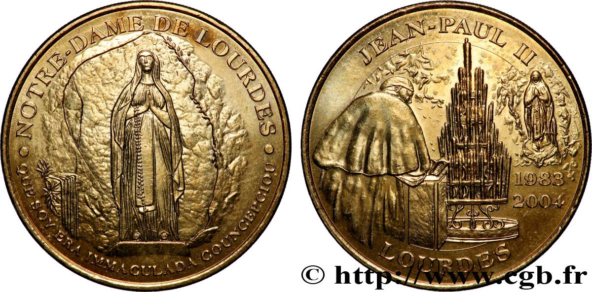 MÉDAILLES TOURISTIQUES Médaille touristique, Notre Dame de Lourdes, Jean-Paul II TTB+