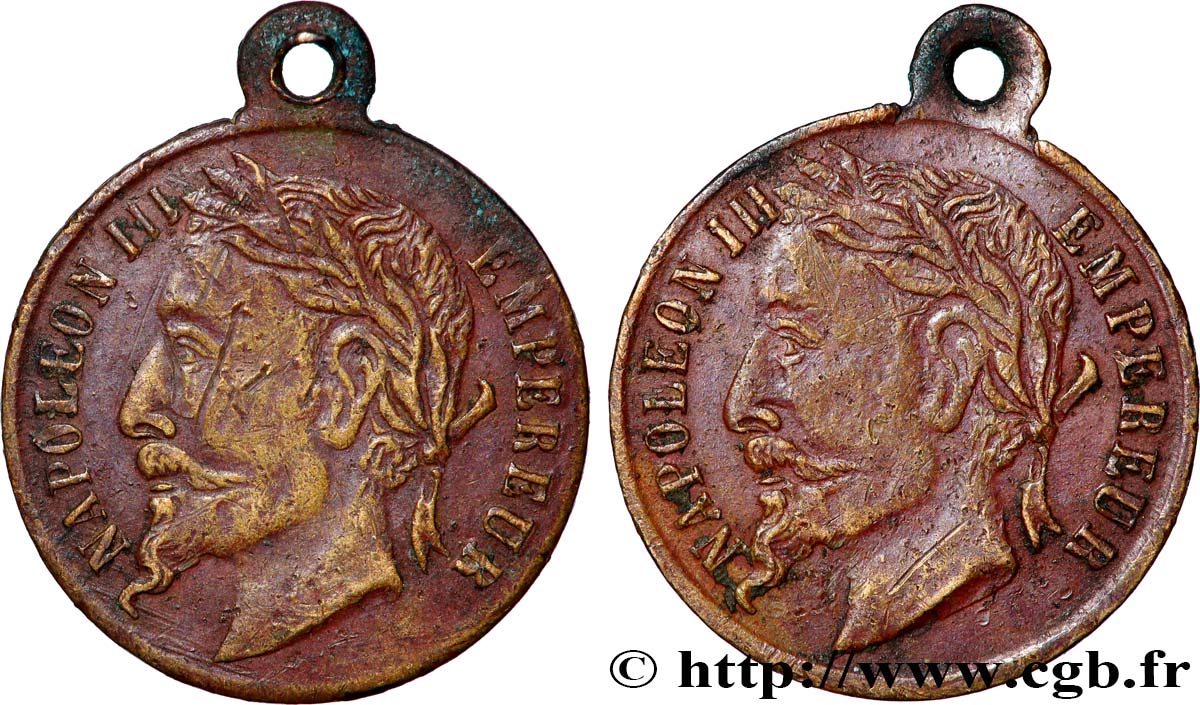 SECOND EMPIRE Médaillette, Napoléon III TTB