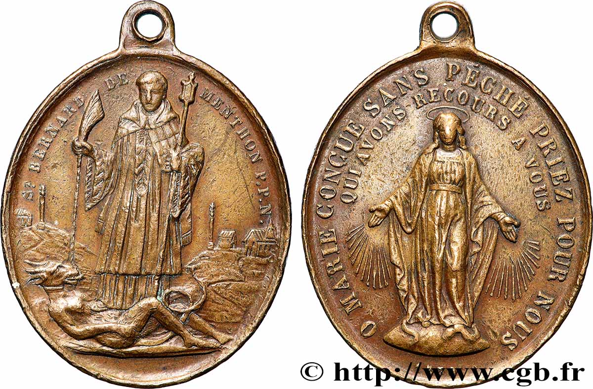 MÉDAILLES RELIGIEUSES Médaille, Saint Bernard de Menthon SS