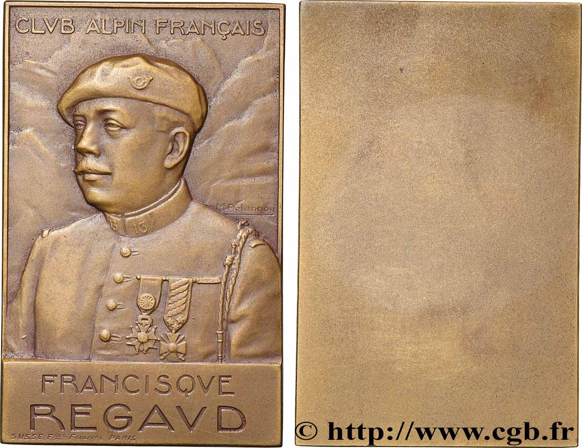 III REPUBLIC Plaquette, Francisque Regaud, Club alpin français AU