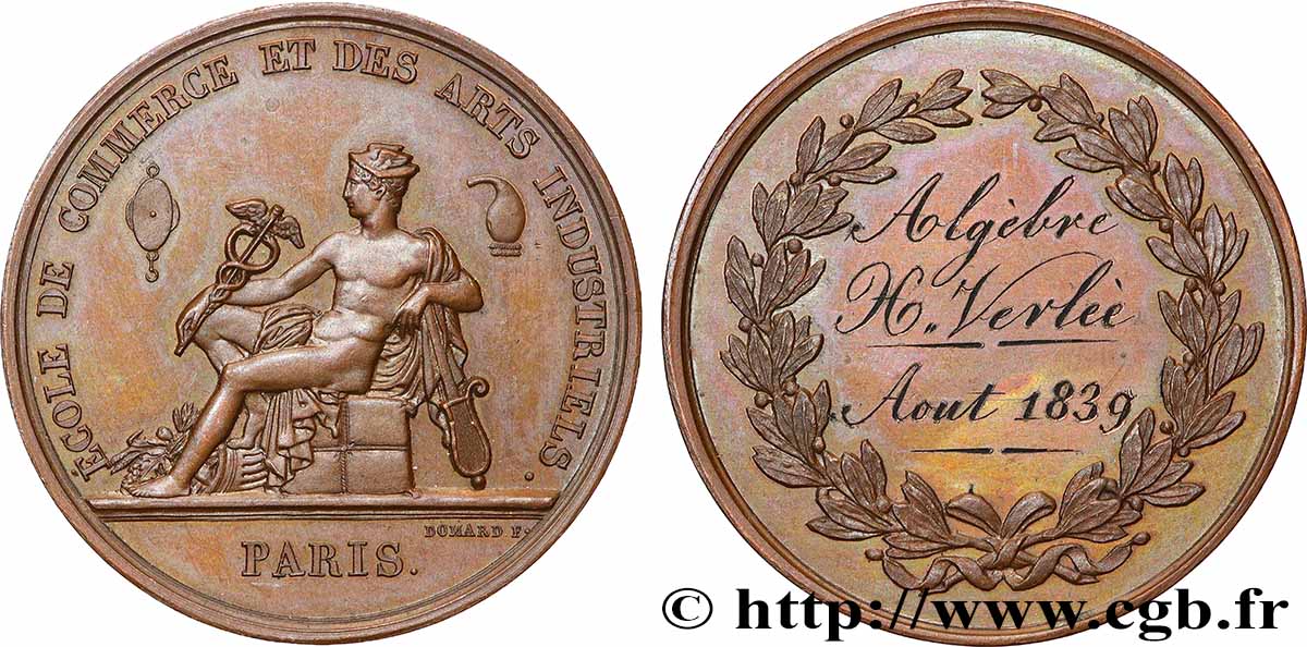 LOUIS-PHILIPPE Ier Médaille, École de commerce et des arts industriels SUP/SPL