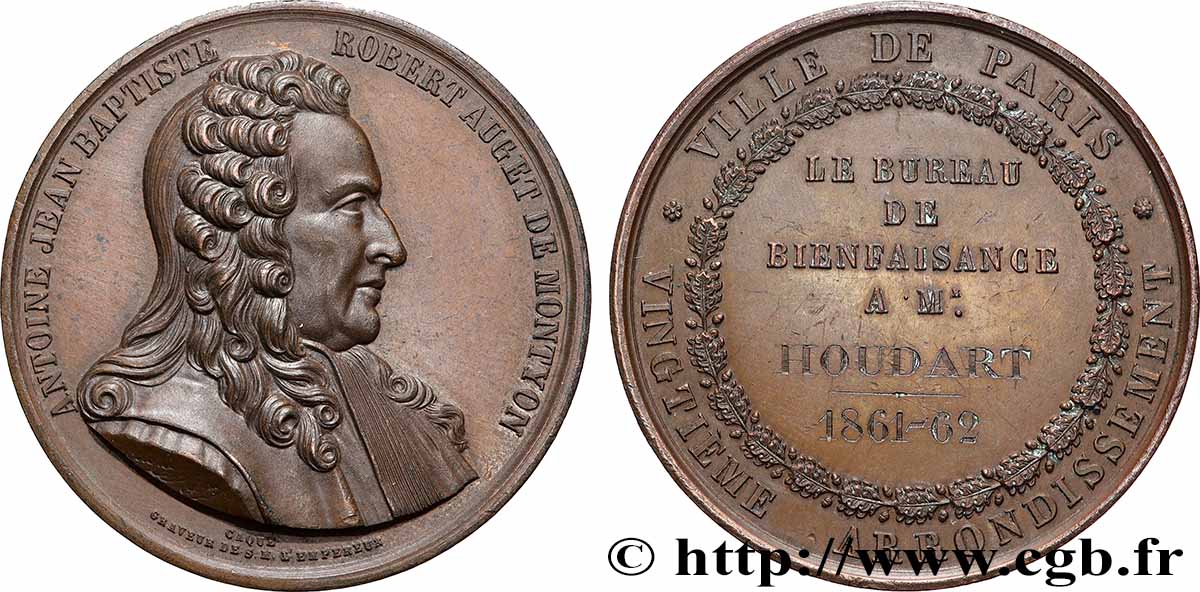 SECOND EMPIRE Médaille, Bureau de bienfaisance AU/AU