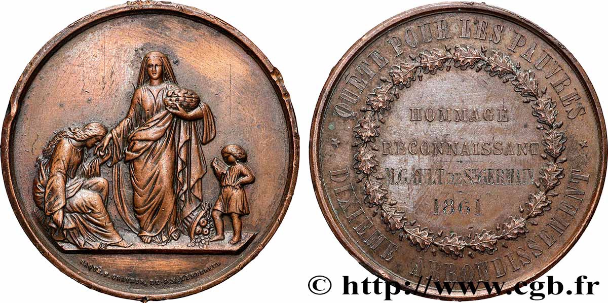 SECONDO IMPERO FRANCESE Médaille, Quête pour les pauvres BB