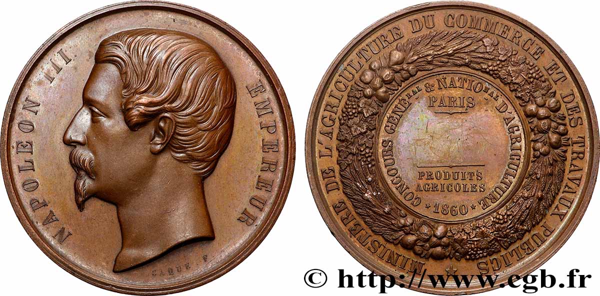 SECOND EMPIRE Médaille, Concours général et nationale d’agriculture, Produits agricoles SUP