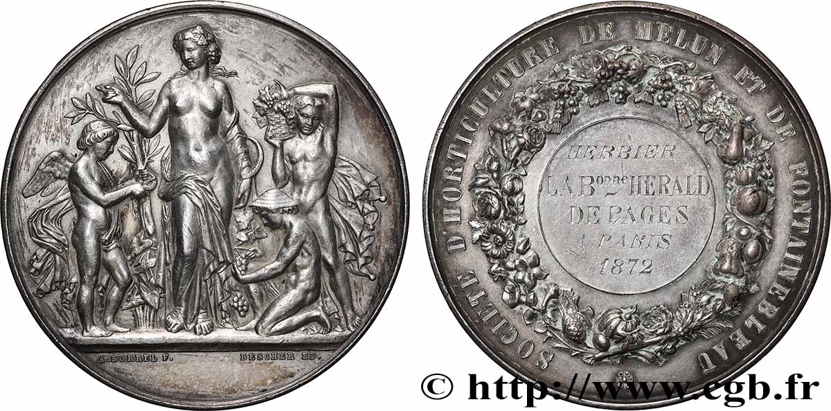 DRITTE FRANZOSISCHE REPUBLIK Médaille, Société d’horticulture de Melun et Fontainebleau fVZ